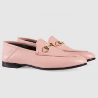 Gucci Foldable Slim Horsebit Loafers In Pink Leather