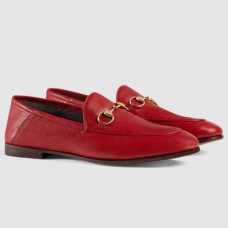 Gucci Foldable Slim Horsebit Loafers In Red Leather