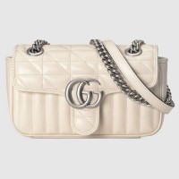 Gucci GG Marmont Mini Shoulder Bag In White Matelasse Leather