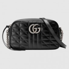 Gucci GG Marmont Small Shoulder Bag In Black Matelasse Leather