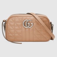 Gucci GG Marmont Small Shoulder Bag In Rose Beige Matelasse Leather