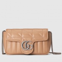 Gucci GG Marmont Super Mini Bag In Beige Matelasse Leather