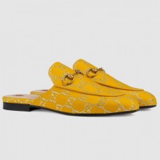 Gucci Princetown Slippers In Yellow GG Lame
