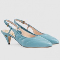 Gucci Slingback Pumps In Blue Matelasse Leather