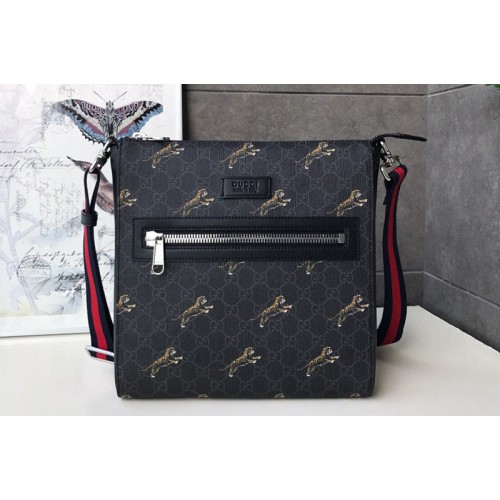 Gucci 474137 Bestiary messenger Bags with tigers Black/grey GG Supreme ...