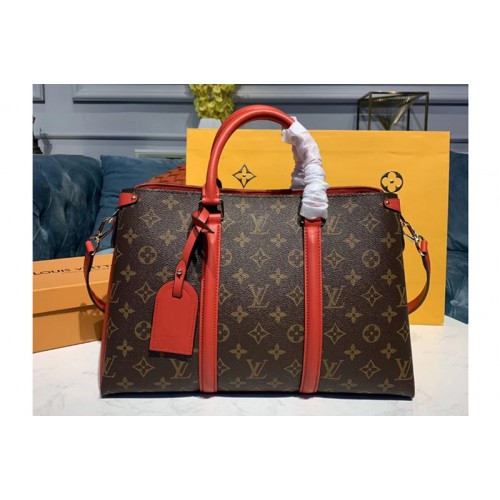 Louis Vuitton M44816 LV Soufflot MM Bags Monogram Canvas With Red Calf