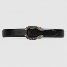 Gucci Leather belt with tiger head buckle 451155