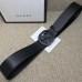 Gucci Leather belt with interlocking G Black Buckle 368186