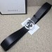 Gucci Leather belt with interlocking G Black 368186