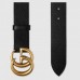 Gucci Leather belt with Double G buckle black gold 406831