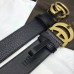 Gucci Leather belt with Double G buckle black gold 406831
