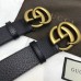 Gucci Leather belt with Double G buckle black gold 406831