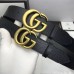 Gucci Leather belt with Double G buckle black gold 406831