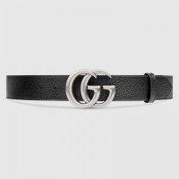 Gucci Leather belt with Double G buckle black 406831