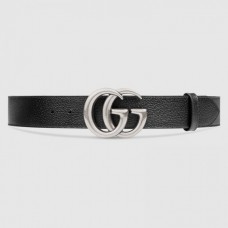 Gucci Leather belt with Double G buckle black 406831