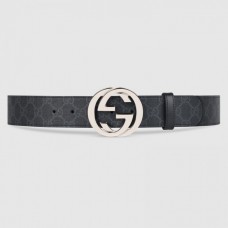 Gucci GG Supreme belt with G buckle black 411924