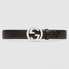 Gucci Signature belt with G buckle Brown 411924