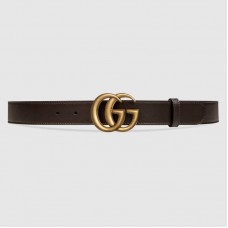 Gucci Leather belt with Double G buckle dark brown