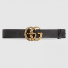 Gucci Leather belt with Double G buckle with snake black 458949