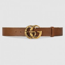 Gucci Leather belt with Double G buckle with snake cuir 458949