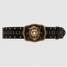 Gucci Leather belt with lion head buckle 587800