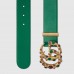 Gucci Leather belt with crystal Double G buckle ‎Emerald Green 600630