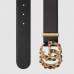 Gucci Leather belt with crystal Double G buckle Black ‎600630