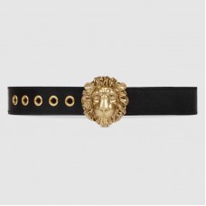 Gucci Leather belt with lion head buckle 623163