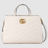 Gucci 443505 GG Marmont medium matelassé top handle bags White