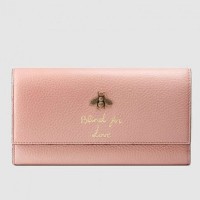 Gucci 454070 Animalier Bee And Blind For Love Continental Wallet Pink