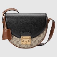 Gucci 644524 Padlock small shoulder bag in Beige and ebony GG Supreme canvas