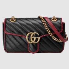 Gucci Diagonal GG Marmont Small Shoulder Bag 443497 Black 2019