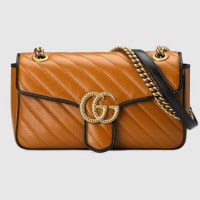 Gucci Diagonal GG Marmont Small Shoulder Bag 443497 Brown