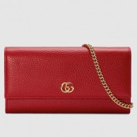 Gucci GG Marmont Leather Chain Wallet ‎546585 Red 2018