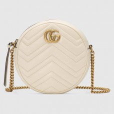 Gucci GG Marmont Mini Round Shoulder Bag 550154 White