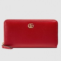 Gucci Leather Zip Around Wallet 456117 Red