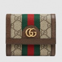 Gucci Ophidia GG Card Case 523155 Brown GG Supreme