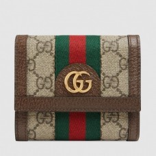 Gucci Ophidia GG Card Case 523155 Brown GG Supreme 2018