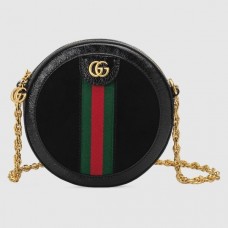 Gucci Ophidia Suede Mini Round Shoulder Bag 550618 Black 2018