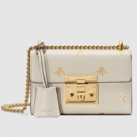 Gucci Padlock Bee Star small shoulder bags White Leather