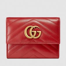Gucci Red GG Marmont Matelasse Wallet