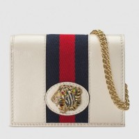 Gucci Vintage Web Rajah Chain Card Case Wallet 573790 Leather White