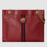 Gucci Vintage Web Rajah Large Tote Bag 537219 Leather Red 2019