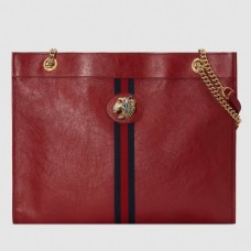 Gucci Vintage Web Rajah Large Tote Bag 537219 Leather Red 2019