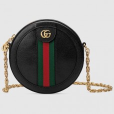 Gucci Web Ophidia Mini Round Shoulder Bag 550618 Leather Black 2019
