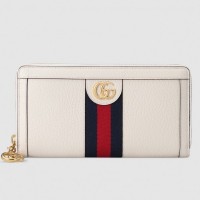 Gucci Web Ophidia Zip Around Wallet 523154 Leather White