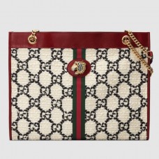 Gucci Web Rajah GG Tweed Large Tote Bag 537219 White/Black 2019