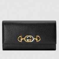 Gucci Zumi Grainy Leather Continental Wallet 573612 Black 2019