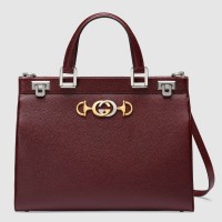 Gucci Zumi Grainy Leather Medium Top Handle Bag 564714 Burgundy 2019