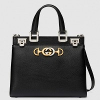 Gucci Zumi Grainy Leather Small Top Handle Bag 569712 Black 2019